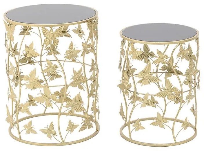 Set 2 masute de cafea Butterflies Black Gold