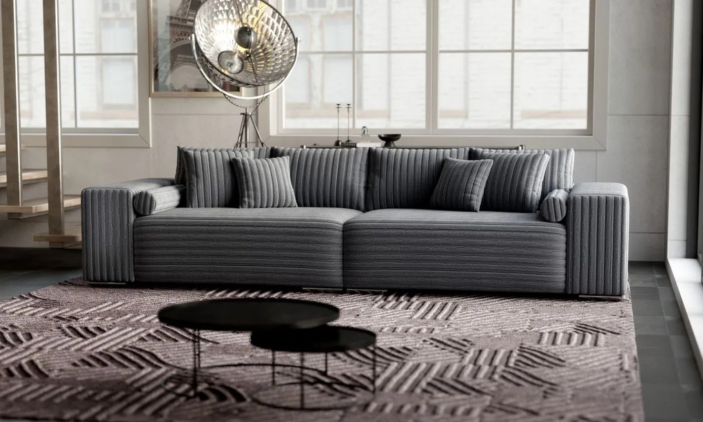 Canapea extensibilă dumonde cu ladă de depozitare si sezut confortabil din spuma high-density, Marbela Ambience Grey XXL 295x100 cm