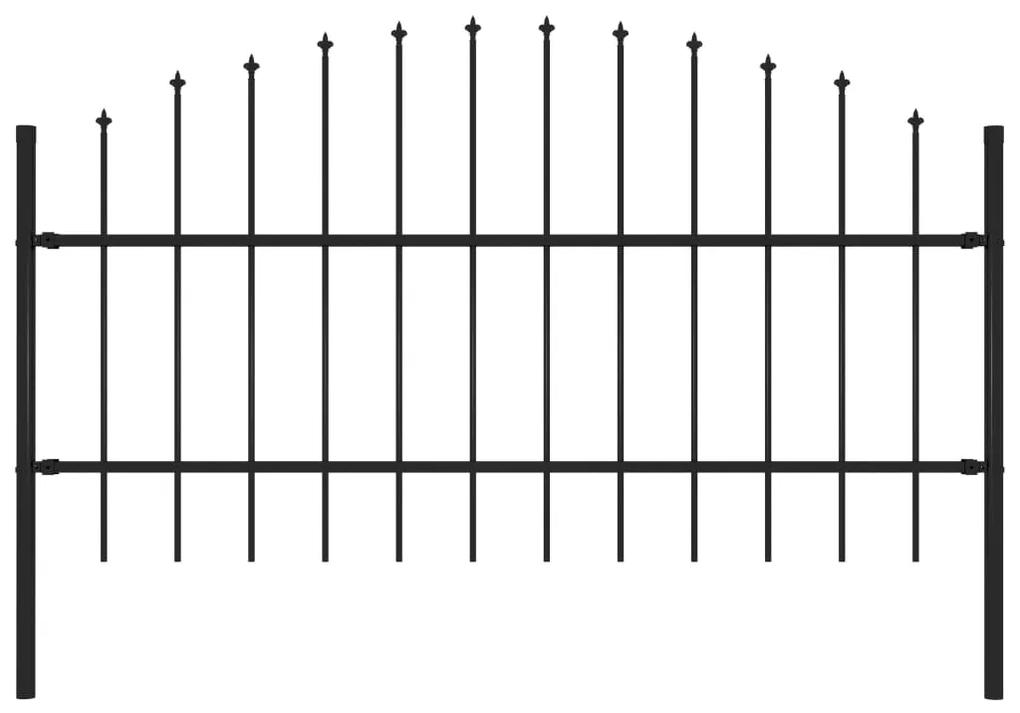 Gard de gradina cu varf ascutit, negru, 1,7 m, otel 1, 75-100 cm, 1.7 m