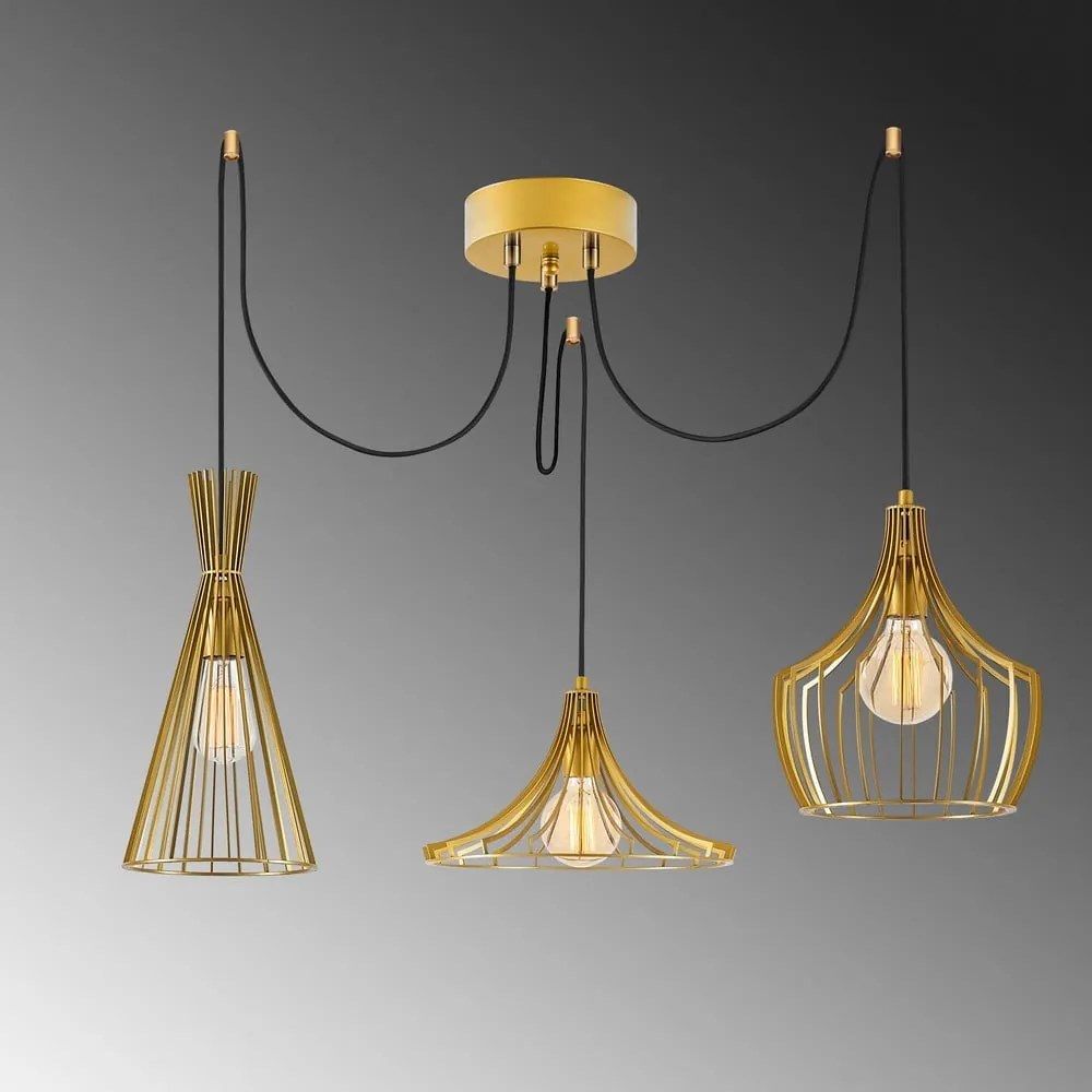 Lustră aurie cu abajur din metal Mezopotamya – Opviq lights