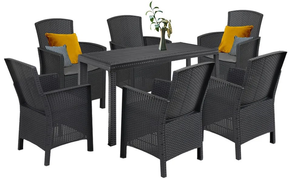 Set mobilier de grădină Hellma 6+1, grafit