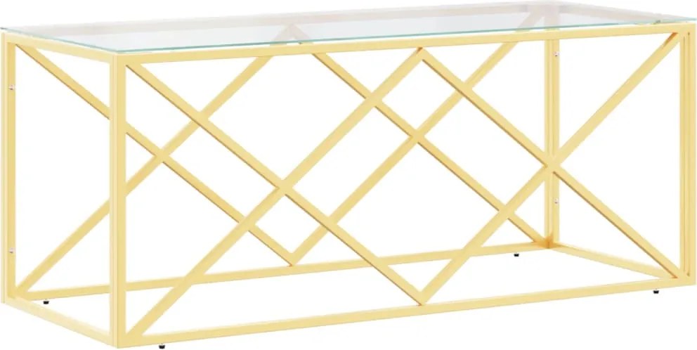 vidaXL Masă de cafea, 110x45x45 cm, oțel inoxidabil și sticlă