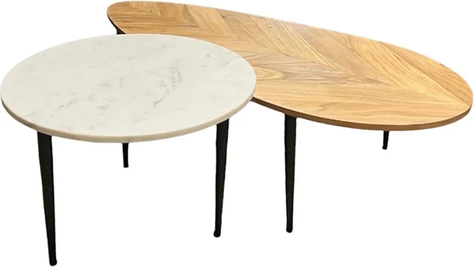 Set de 2 Masute de Cafea, Lemn, Marmura, ADLON