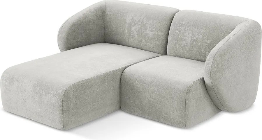 Colțar gri deschis cu tapițerie din chenille (cu colț pe partea stângă/cu șezlong) Lani – Makamii