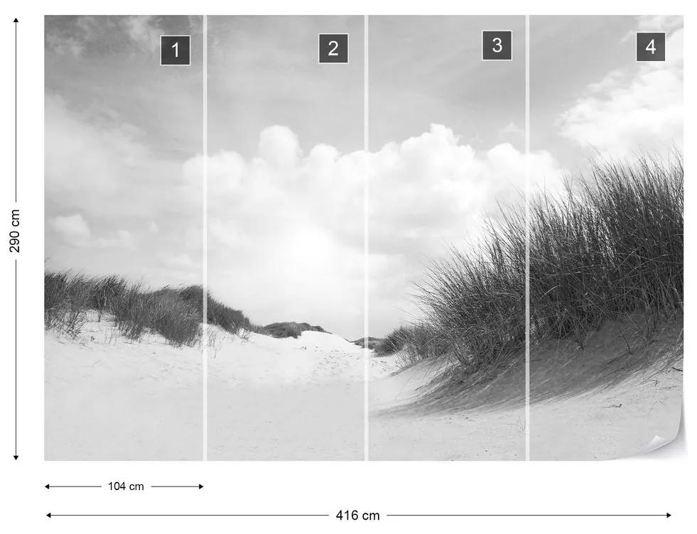 Fototapet - Plajă cu nisip fin – Alb-Negru