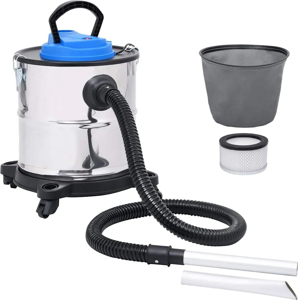 vidaXL Aspirator de cenușă filtru HEPA, 1200 W, 20 L, oțel inoxidabil