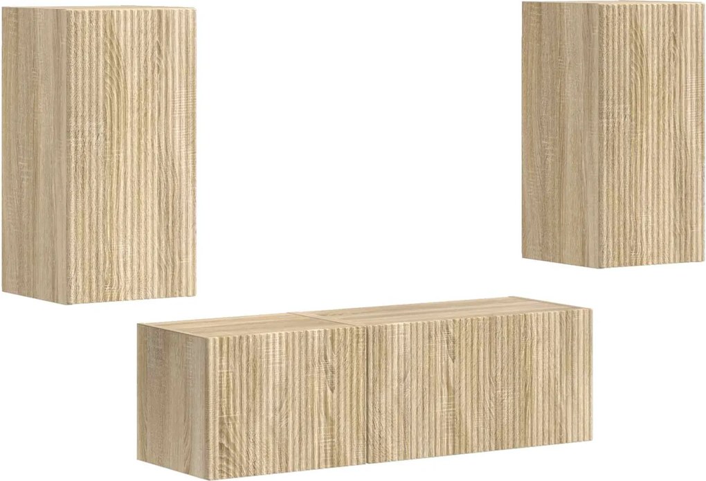 vidaXL Set Dulap pentru Televizor Montat pe Perete 4 pcs Stejar Sonoma