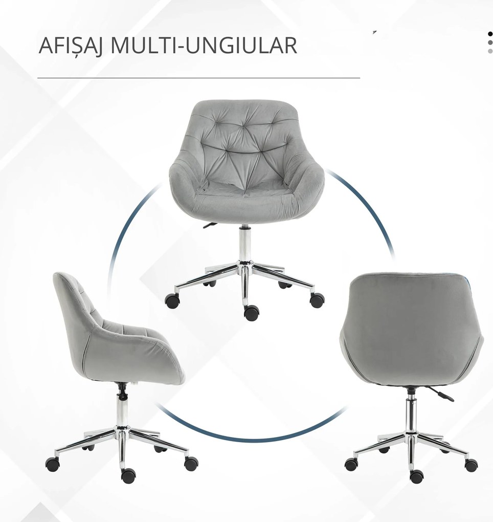 Vinsetto scaun ergonomic de birou, 59x58x80-90 cm, gri | Aosom Romania