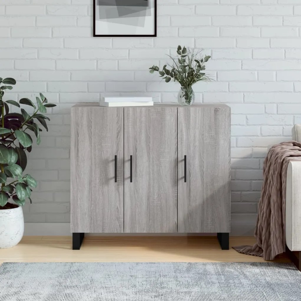 828138 vidaXL Servantă, gri sonoma, 90x34x80 cm, lemn compozit