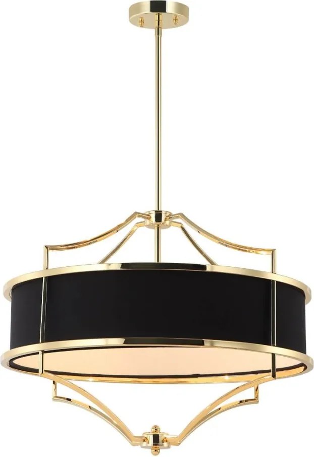 Lustra suspendata din metal auriu si tesatura neagra Stesso M