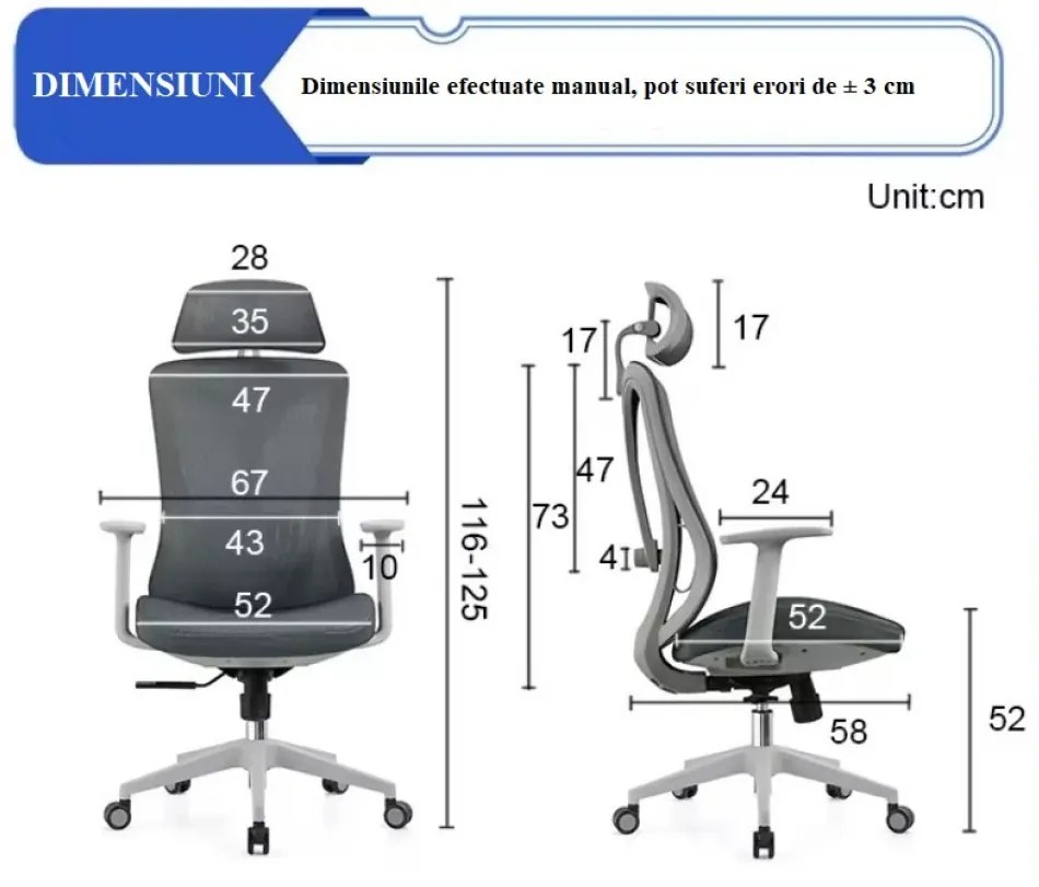 Scaun ergonomic, cu înclinare sincronizată, suport lombar si tetiera reglabile, rotativ, tapițerie din mesh si textil, căptușeală din spumă, cadru PP, Portocaliu/Gri