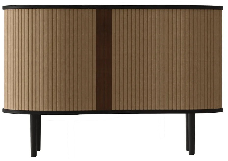 Comodă maro/maro deschis joasă cu aspect de lemn de stejar cu ușă glisantă 100x67 cm Audacious – UMAGE