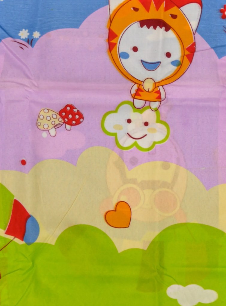 Lenjerii din bumbac pentru patut Culoare albastru, ANIMALE CU PARAPANTA