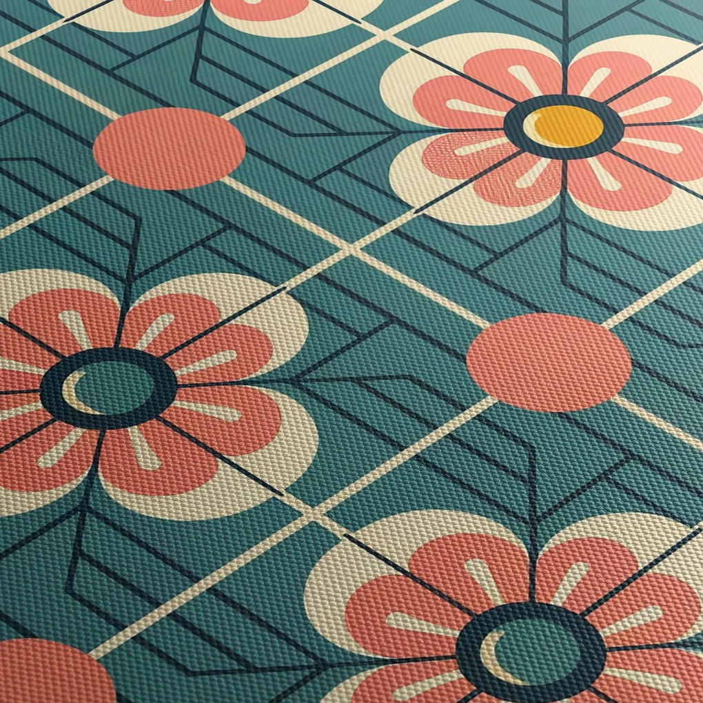 Tablou - Model retro cu flori (90x60 cm)
