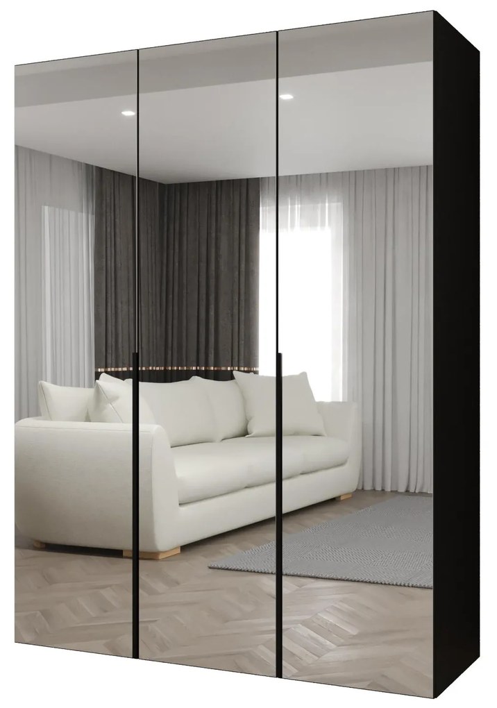 Dulap de haine 150 cm Alice 3 (Negru + Negru). 1126217