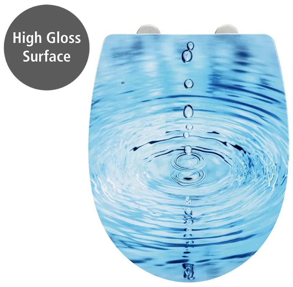 Capac WC 38 x 45 cm Easy-Close (cu închidere automată) Droplets – Wenko