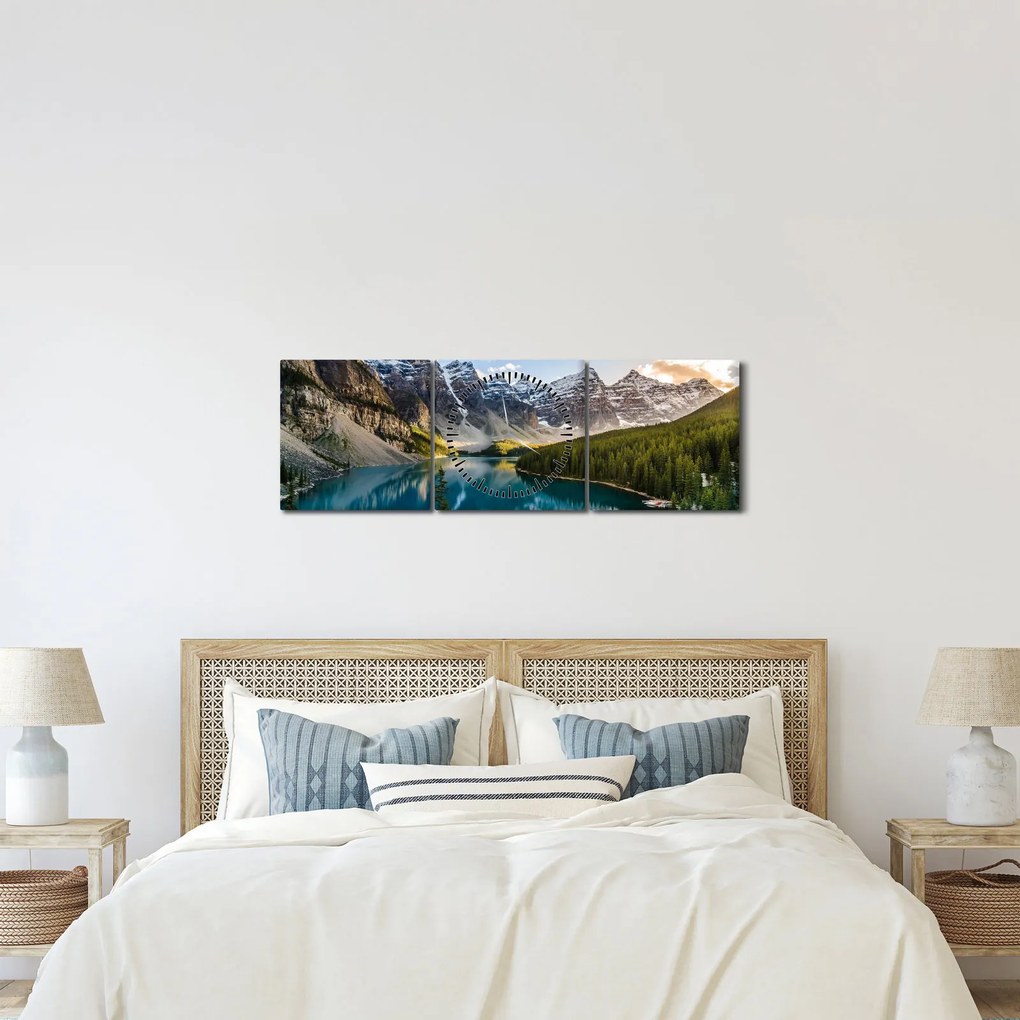 Tablou - Kanada. Parcul național Banff, Moraine Lake (cu ceas) (90x30 cm)