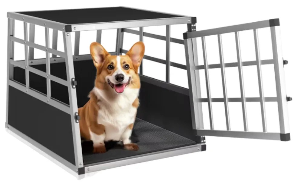 Cușcă de transport pentru câini BRUNO, 70x54x51cm, argintiu/negru Cadoca