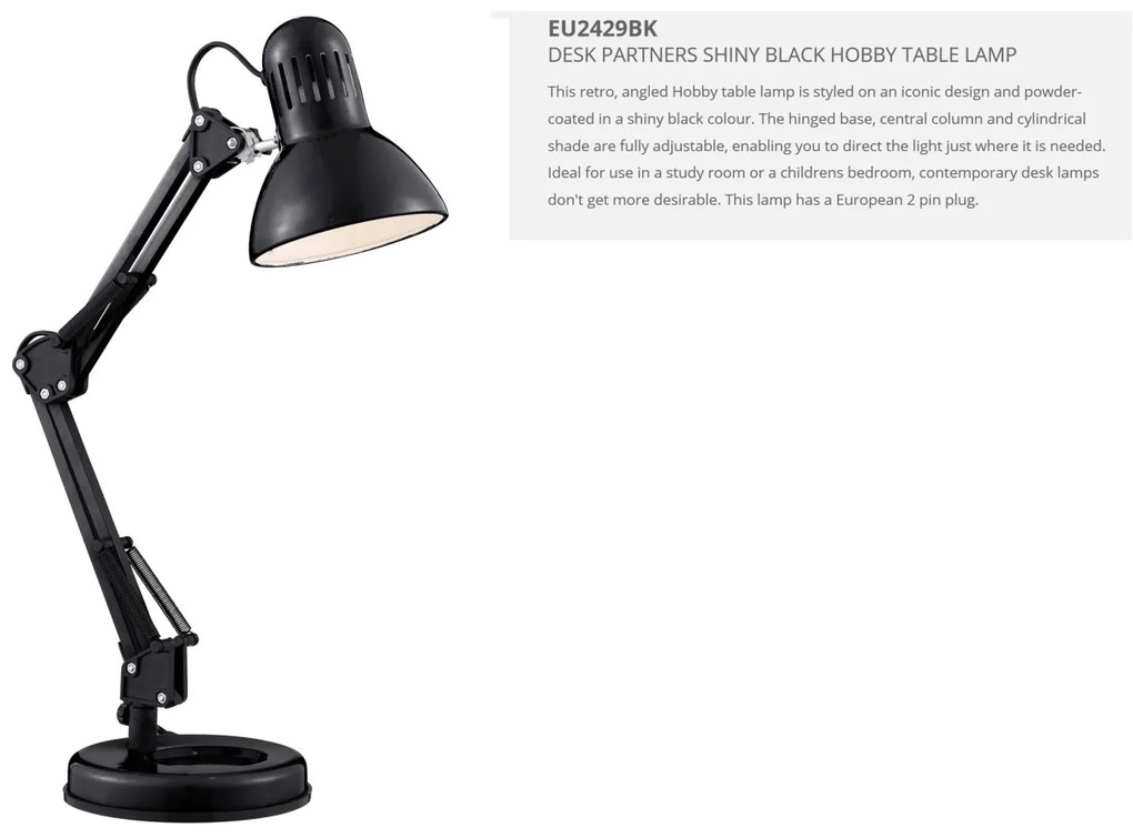 Veioza / Lampa de birou reglabila Desk Partners EU2429BK SRT