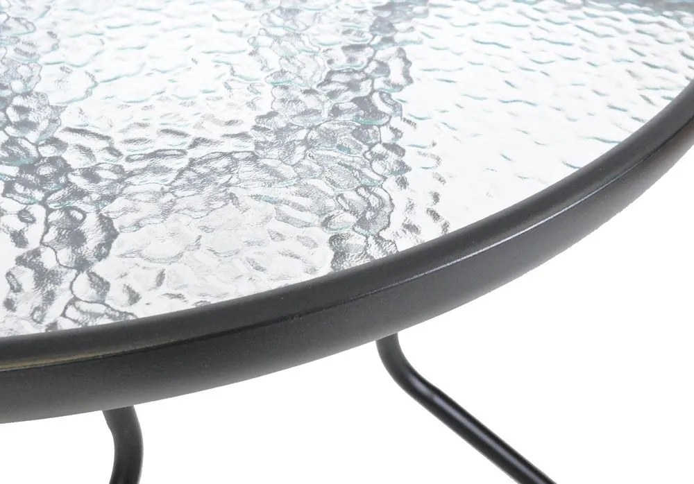 Masă de grădină ZWMT Ø 80 cm metal cu blat din sticlă