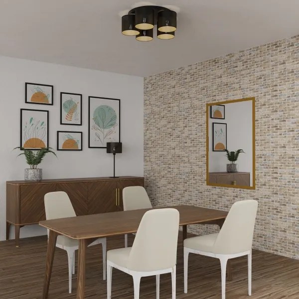 Lustră aplicată LOFT SHADE 5xE27/60W/230V neagră/aurie