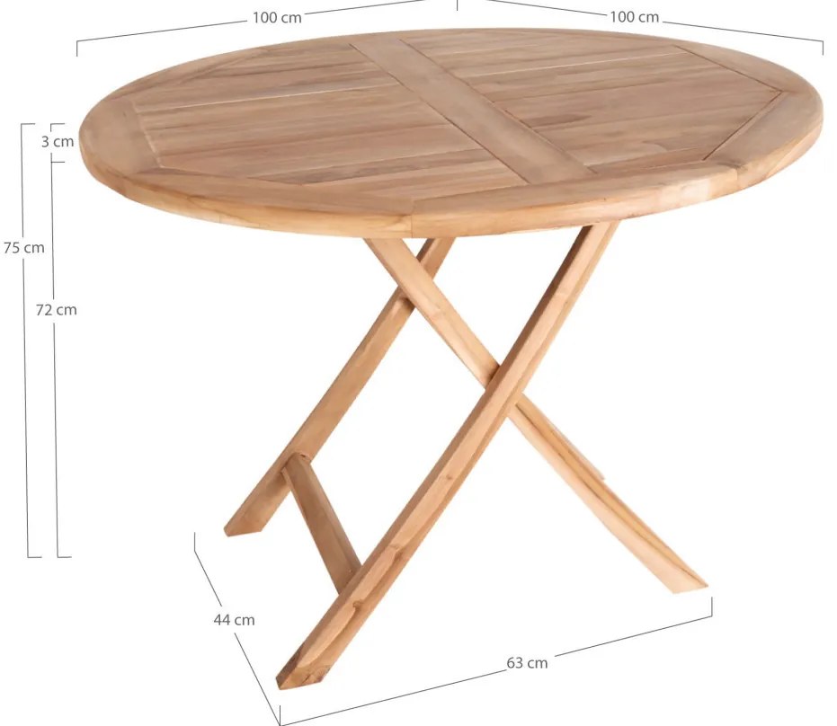 Masă de grădină Oviedo, tec, natural 100x75 cm