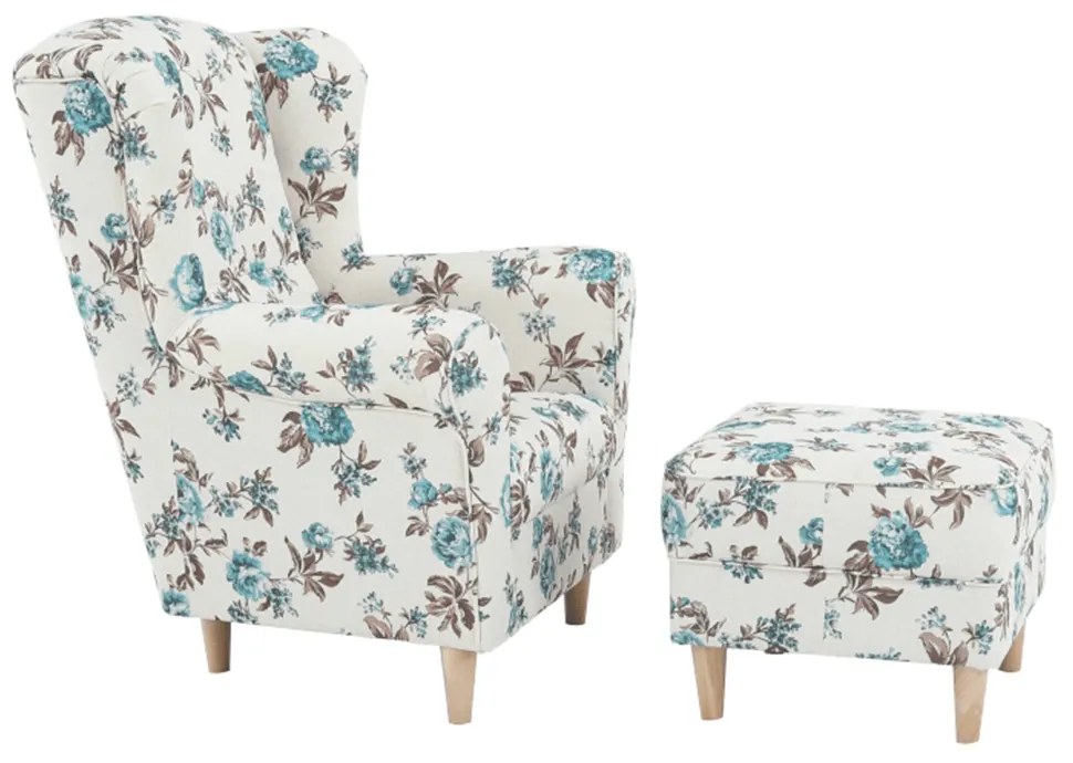 Fotoliu cu taburet, material textil rose 14, ASTRID