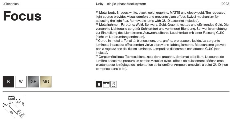 Spot, accesoriu pentru sinele monofazate Unity, Focus grafit