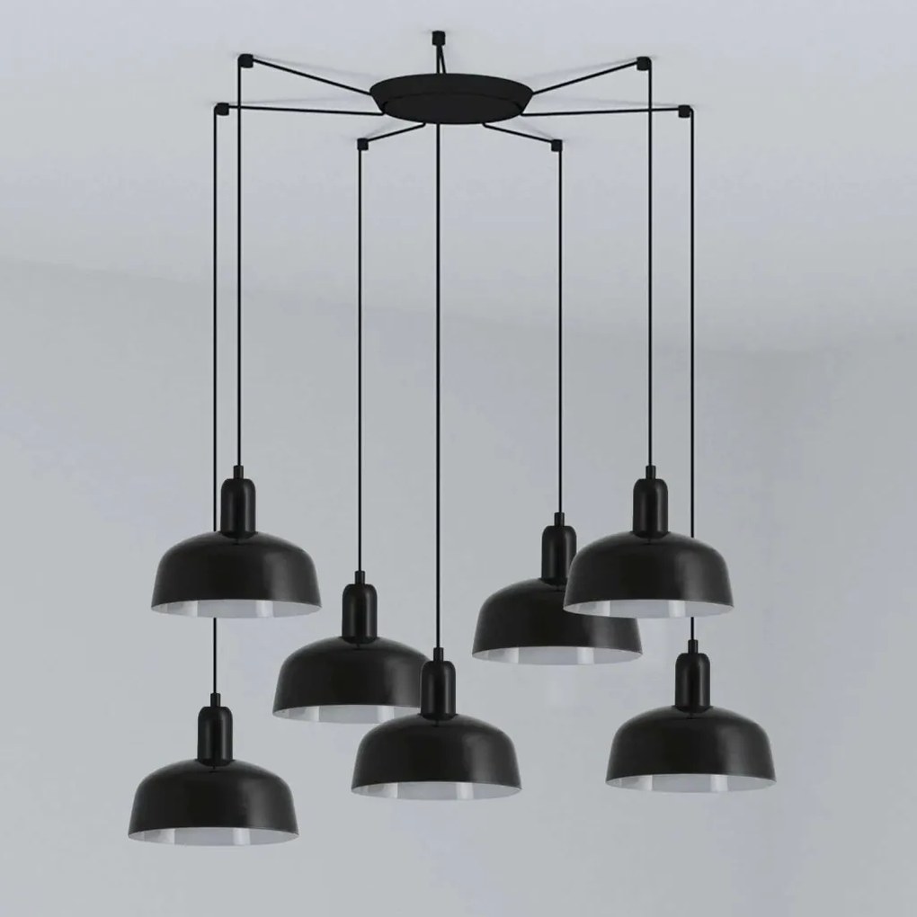 Lustra suspendata design modern TATAWIN S 7L negru