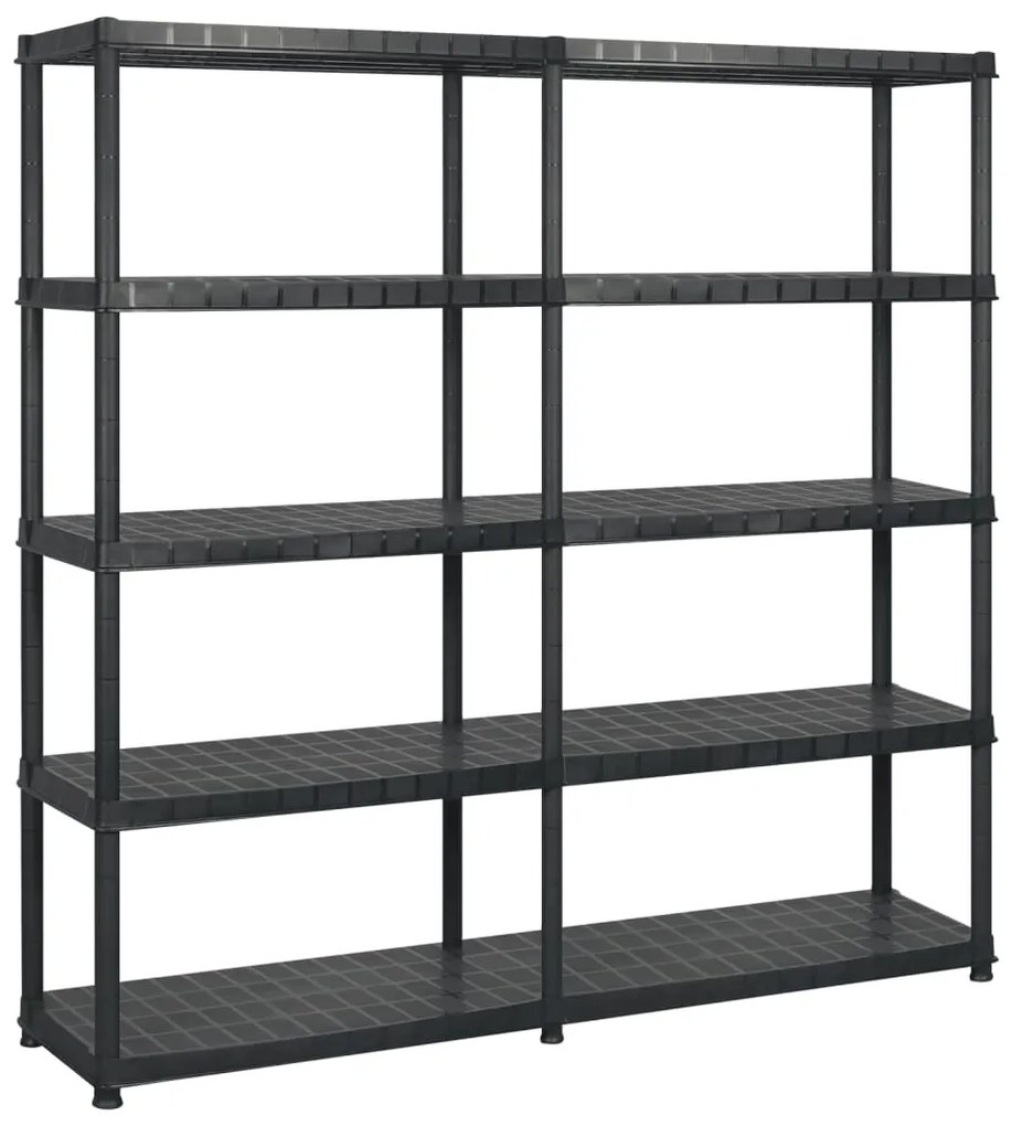 vidaXL Raft de depozitare cu 5 polițe, negru, 183x45,7x185 cm, plastic