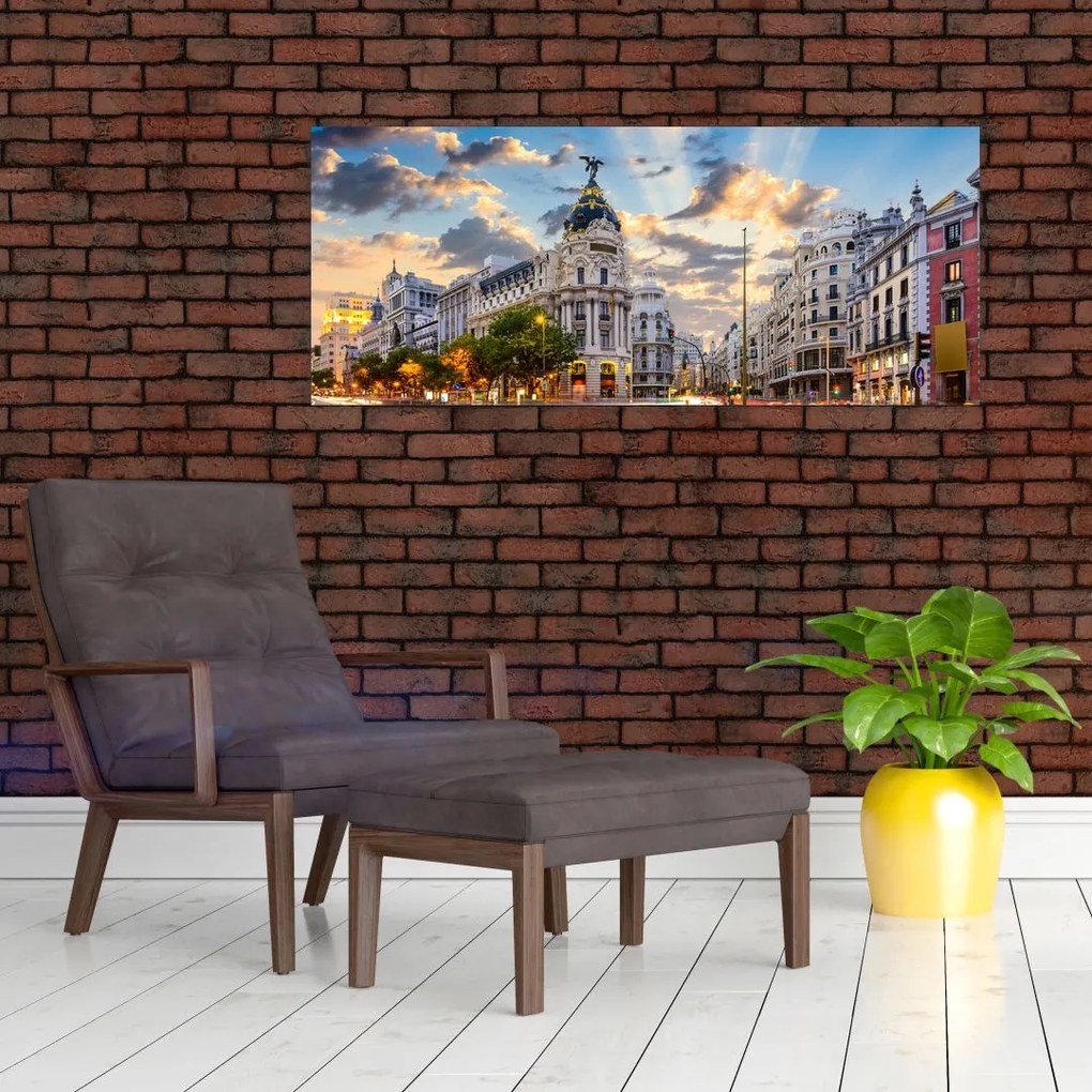 Tablou - Calle Gran Vía, Madrid, Spania (120x50 cm)