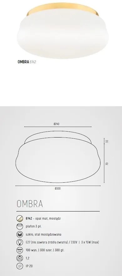 Plafoniera design modern Ombra auriu, alb