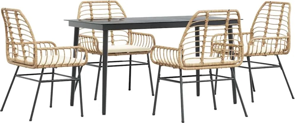 vidaXL Set mobilier de grădină cu perne 5 piese maro sticlă polirattan