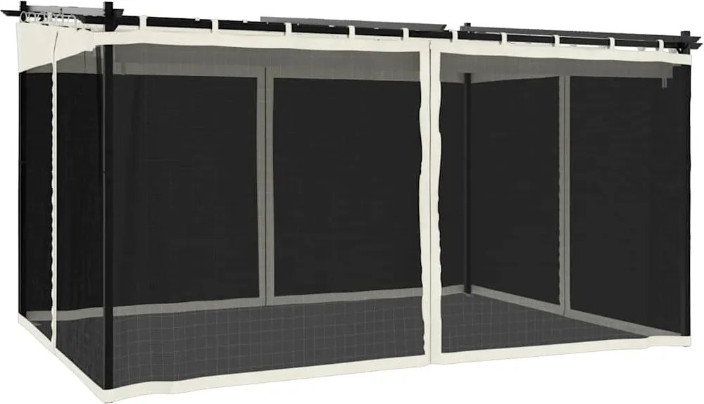 vidaXL Foișor cu pereți din plasă, crem, 4x3 m, oțel