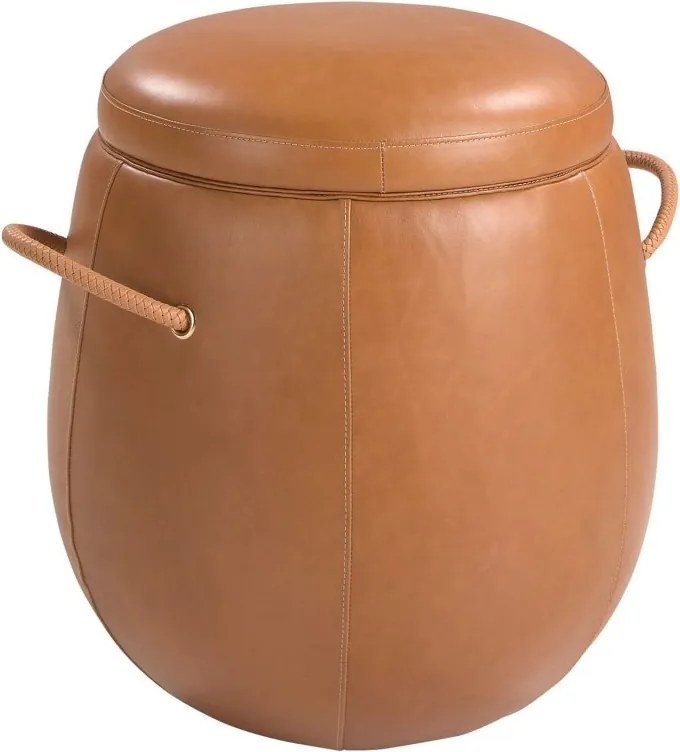 Taburete cu spatiu de depozitare LUX design italian Cowhide camel