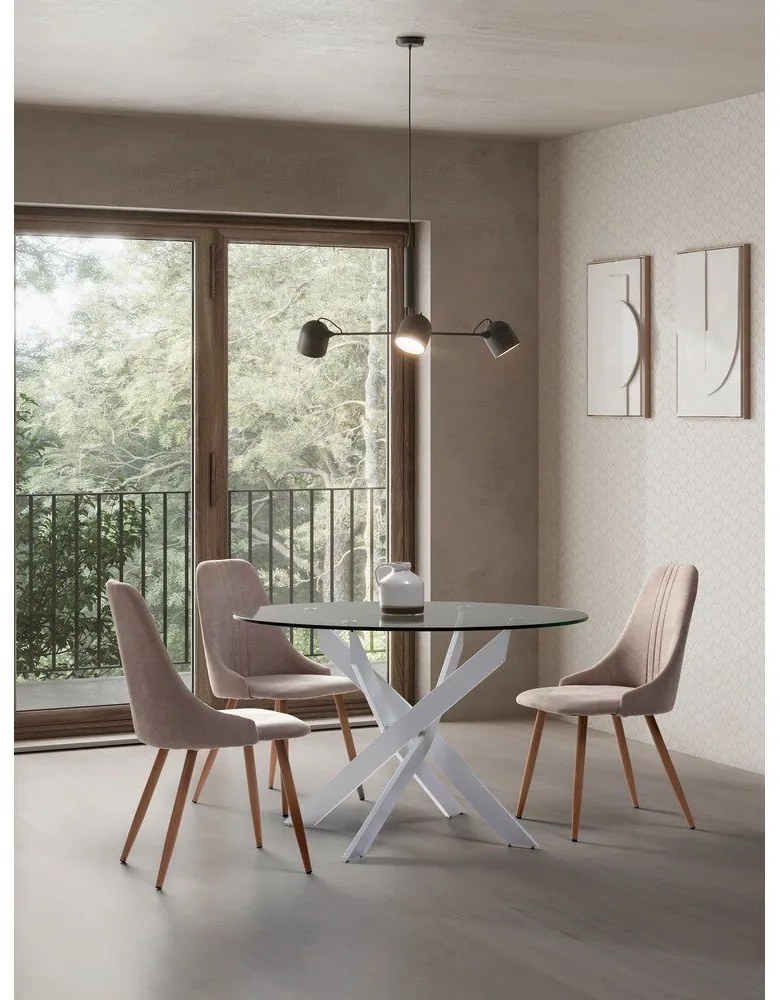 Masă de dining rotundă cu blat din sticlă 120x120 cm Ruth – Marckeric