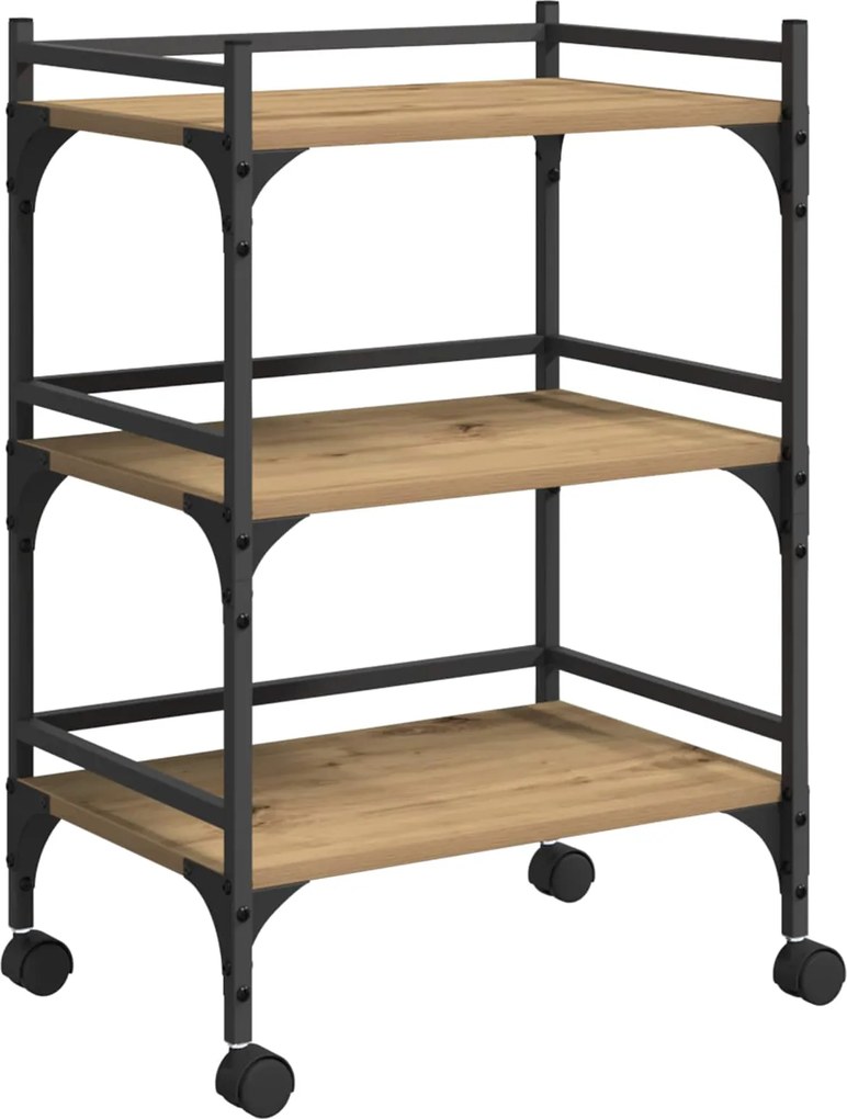 vidaXL Troler de Bucătărie Stejar Artizanal 50 x 35 x 75.5 cm