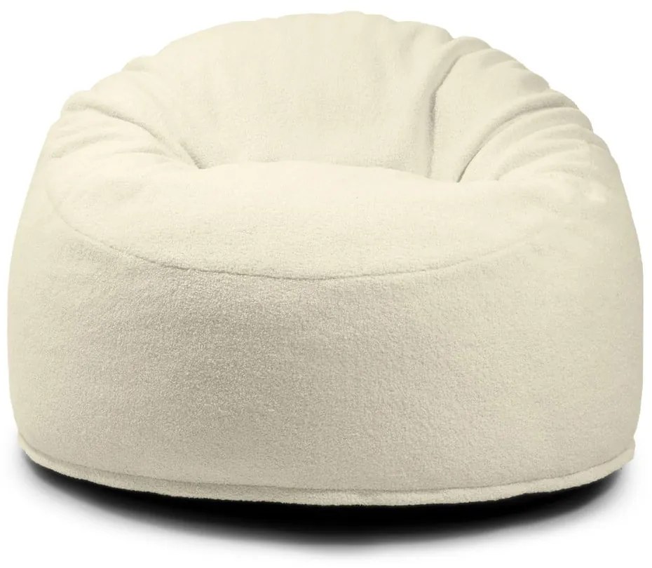 Fotoliu puf pentru copii gri deschis cu tapițerie din țesătură bouclé Om 85 – SLOWDOWN