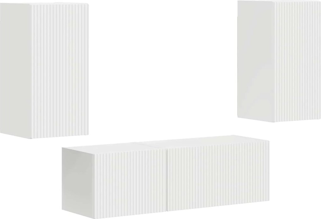 vidaXL Set Dulap pentru Televizor Montat pe Perete Pe perete 4 pcs Alb