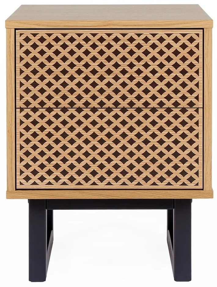 Noptieră în decor de stejar Woodman Camden Diamond Print