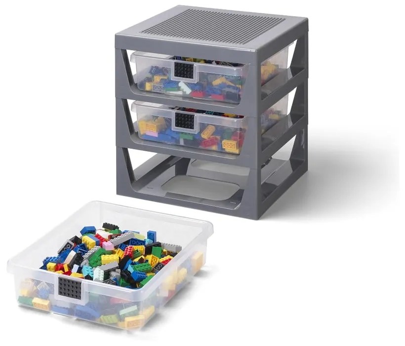 Organizator de depozitare cu 3 sertare LEGO®, gri