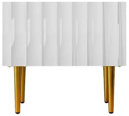 Noptieră ARCOS 46x50 cm alb/auriu