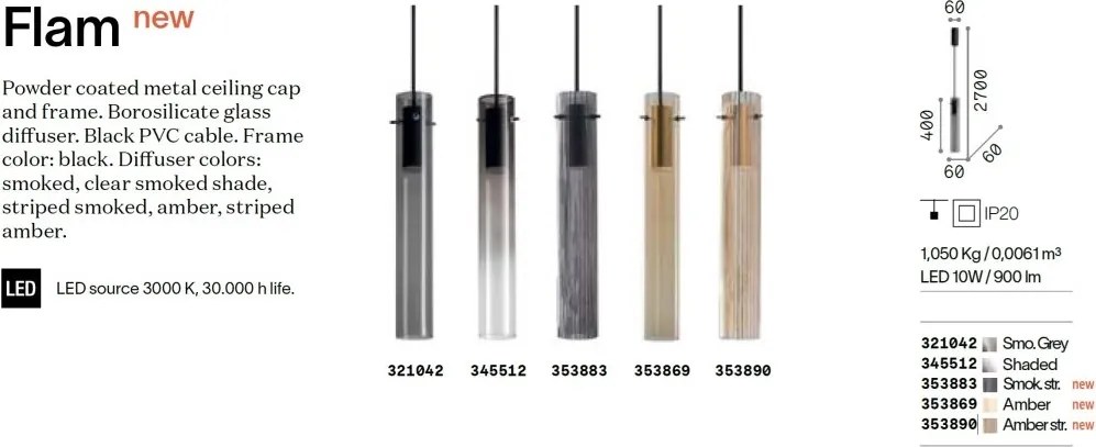 Pendul LED design modern FLAM SP AMBRA RIGATO