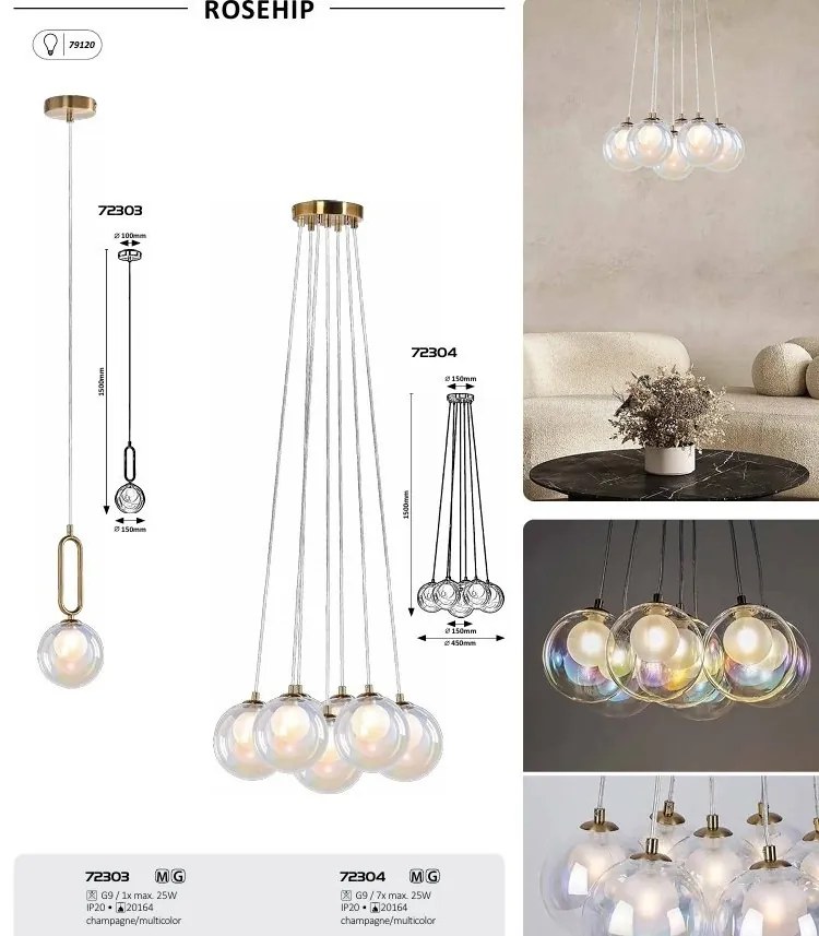 Lustra moderna cu 6 pendule Rosehip