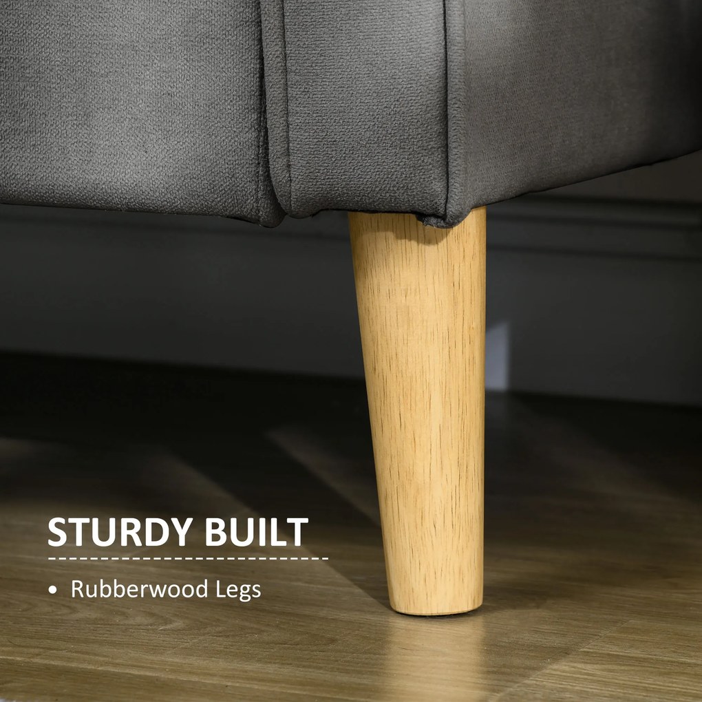 HOMCOM Canapea 3 Locuri Moderna din Tesatura Gri cu Compartiment de Depozitare | Aosom Romania