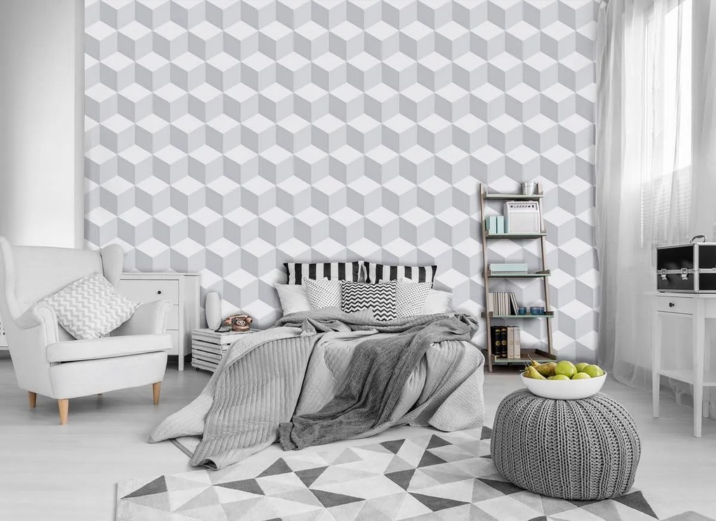 Fototapet - Mozaic - 3D alb (152,5x104 cm)