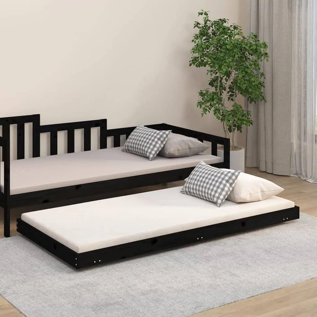 823508 vidaXL Cadru de pat, negru, 90x190 cm, lemn masiv de pin