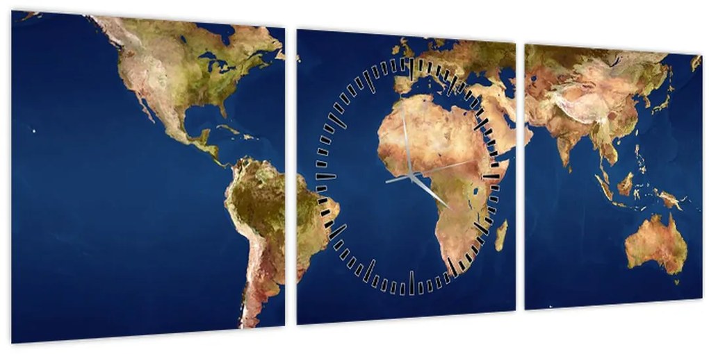 Tablou - Harta lumii (cu ceas) (90x30 cm)