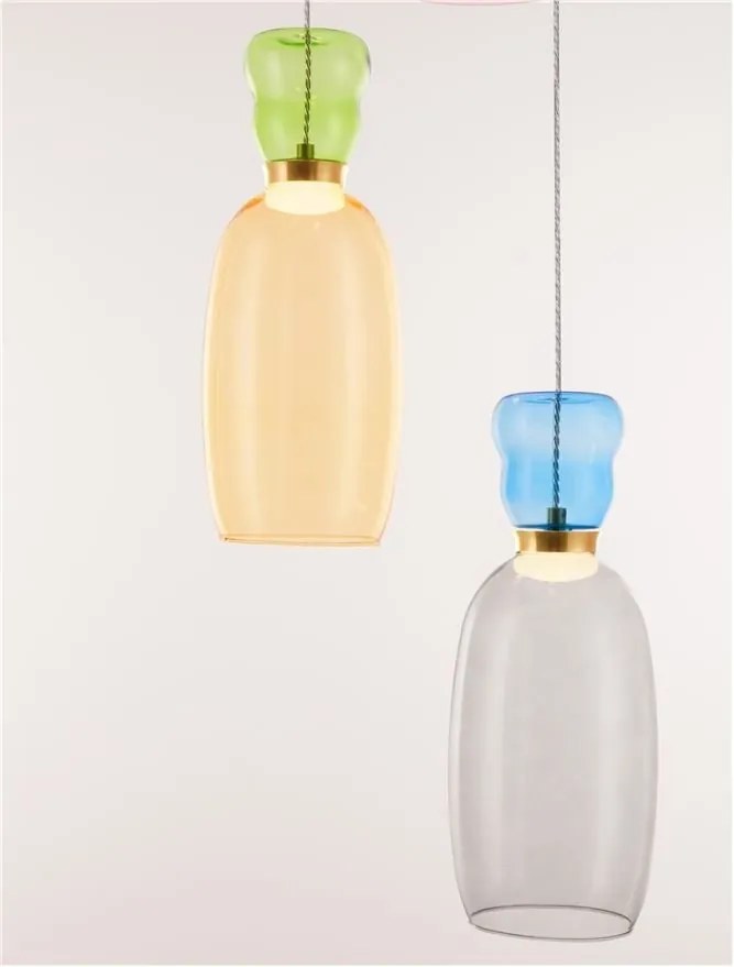 Lustra cu 4 pendule LED design modern Pluma multicolor
