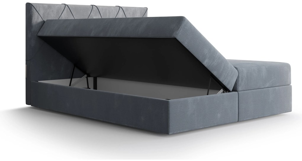 Pat matrimonial Boxspring 160 cm Athena (bordo) ( cu saltea și sp. depozitare). 1046366